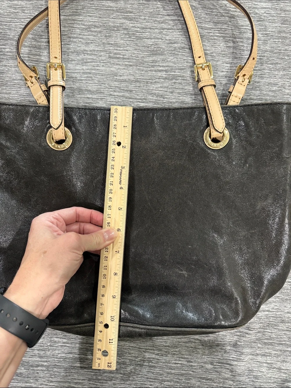 Michael Kors Black Tote with Beige Straps